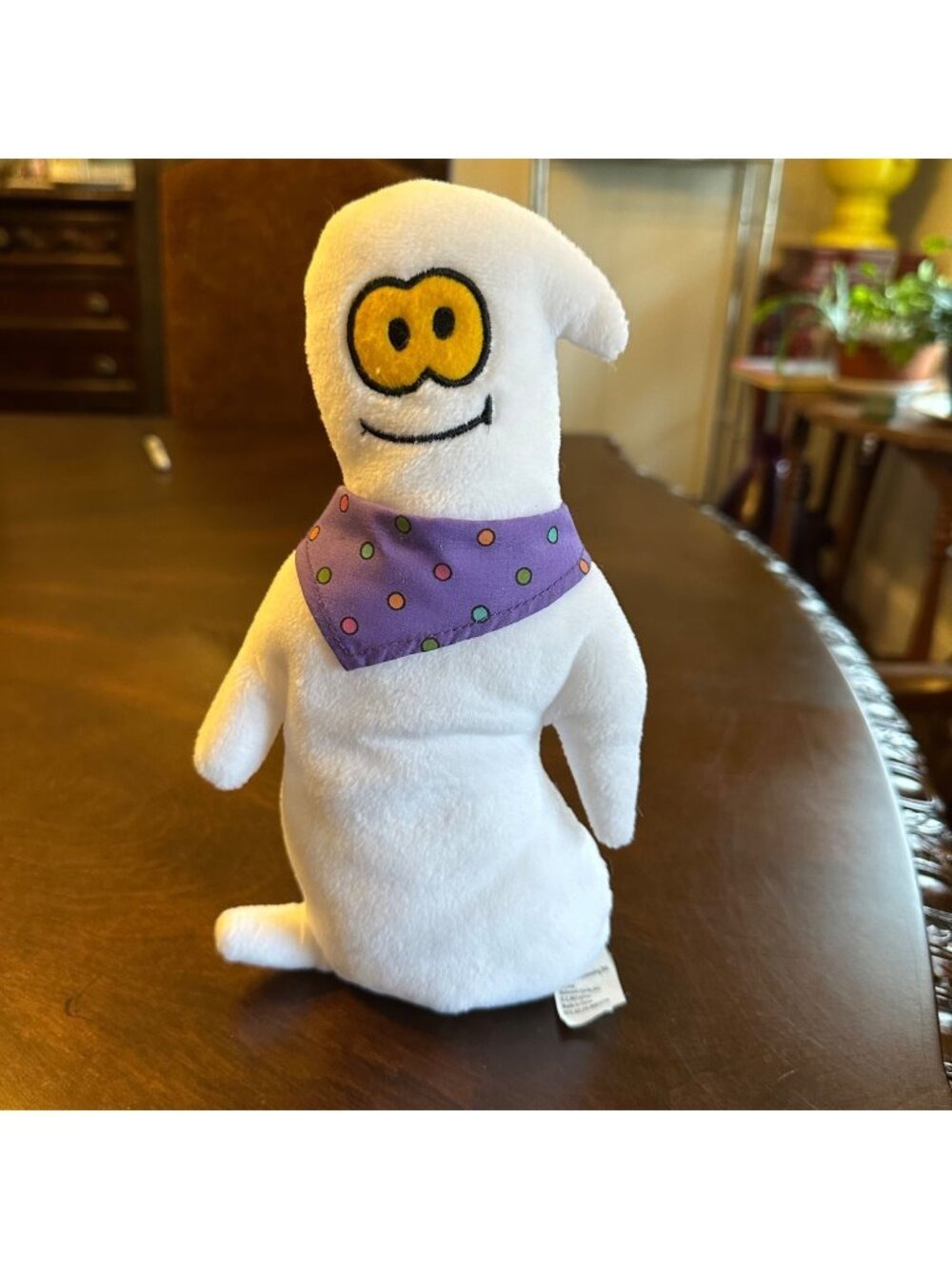Hallmark Halloween Ghost 10in Plush White Purple Bandana Collectible Plush